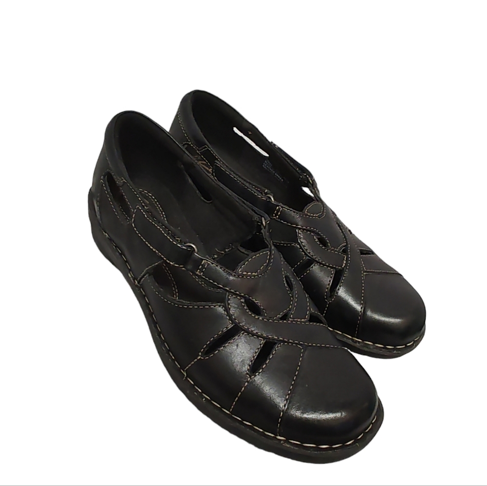 Clark's Bendables 'Nikki Regatta' Black Leather Slip-On Size 8W